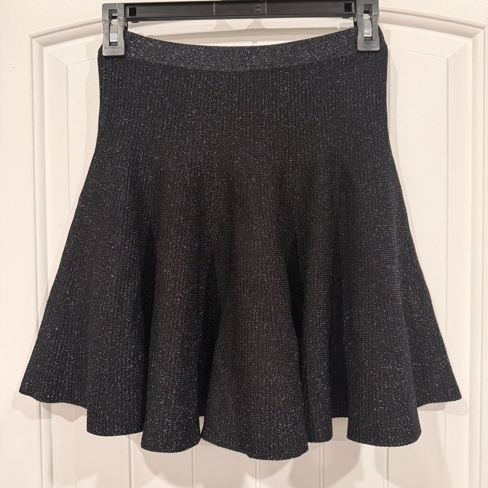 Ronny Kobo knit metallic mini skirt Black Sparkle Knit Flared Skirt